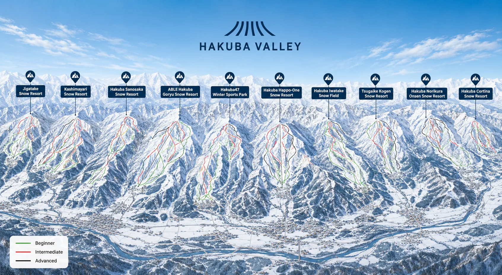 Hakuba Valley ski resorts map