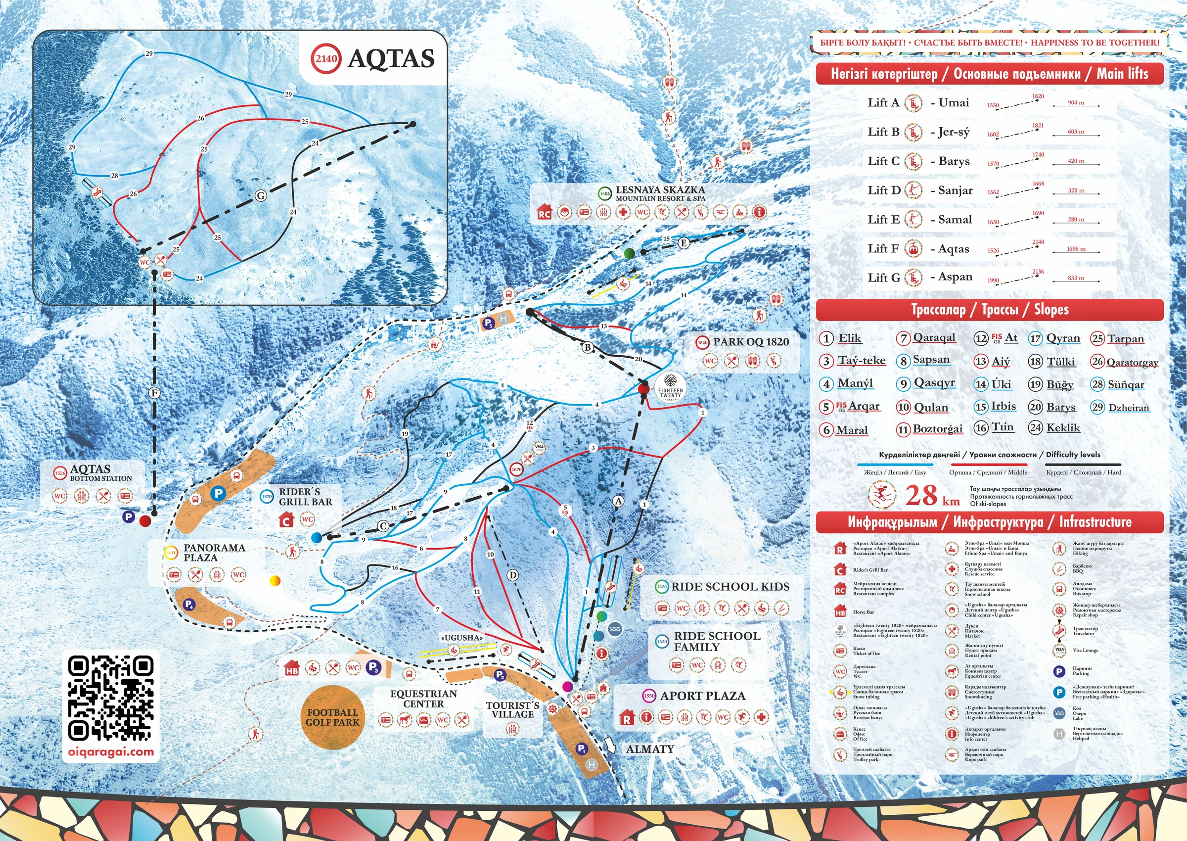Oi-Qaragai Mountain Resort official winter trail map